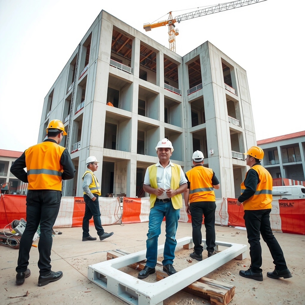 Professional construction team at HardBuild working on a building project