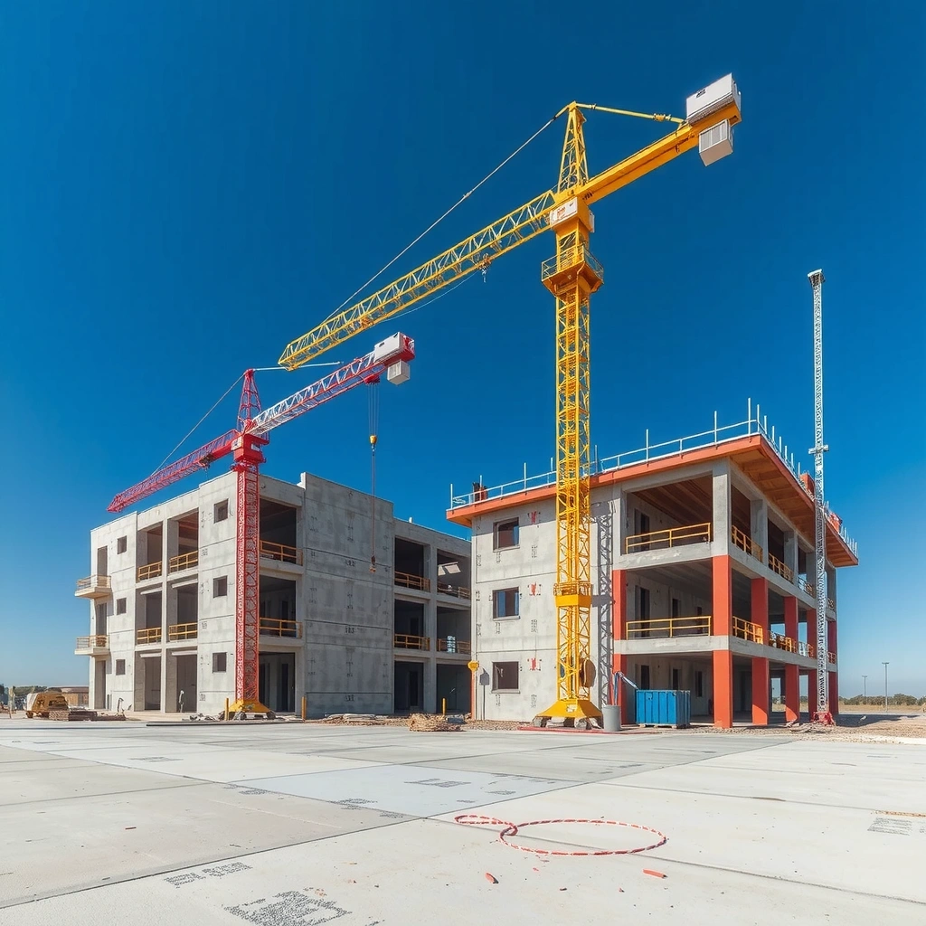 Construction site with building under development